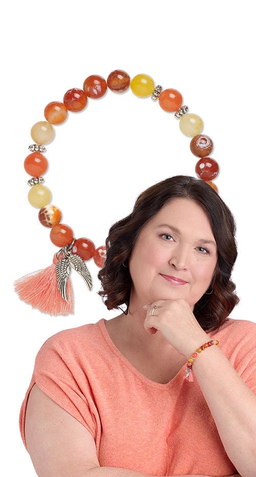 Model and gemstone stretch bracelet